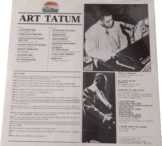 Art Tatum – Art Tatum (LP) Plak (Sıfır - Kapalı Ambalaj)
